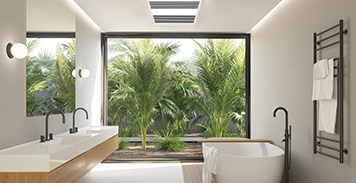 Aged Elm/Black White Bamboo/White Bathroom Ceiling LED Lights
