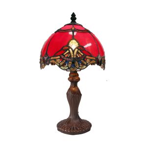 L2-51107 Small Stained Glass Table Lamp - Red