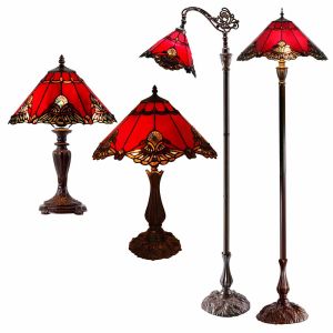 L2-51107 Stained Glass Table and Floor Lamp Range - Red
