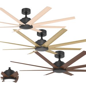 Titanic DC 1520mm (60") Black with Wood Coloured ABS Blades Ceiling Fan with Remote and optional LED Light