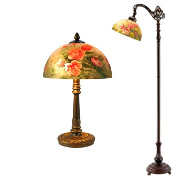 L2-51105 Hand Painted Glass Table and Floor Lamp Range