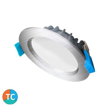 10w Aurora Wide Beam Tri-Colour LED Downlight - Brushed Nickel
