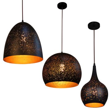 L2-11007 Black with Gold Interior Pendant Light Range from