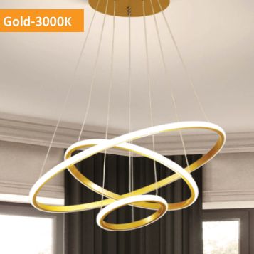 L2-11220 LED 3-Ring Pendant Light - Gold