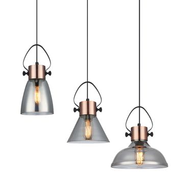 L2-11010 Copper with Smoke Glass Pendant Light Range from