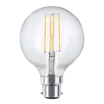 8w G125 Spherical Dimmable LED Filament Lamp - B22 Base