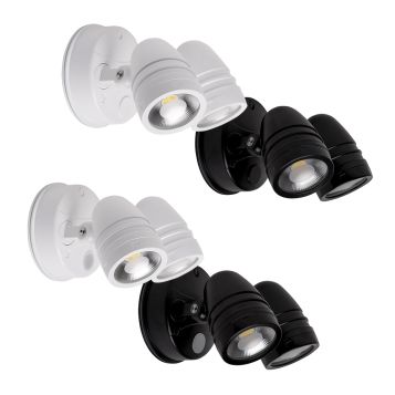 L2U-41148 30w Tri-Colour LED Twin Head Spotlight with optional Sensor