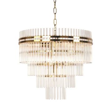 L2-11872 4-Tier Brass and Glass Chandelier