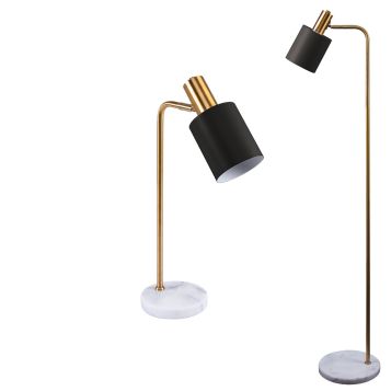 L2-51559 White Marble and Antique Brass Desk & Floor Lamp Range