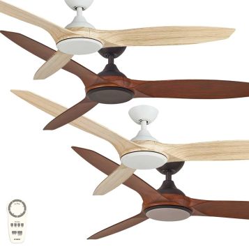 Newport 1420mm (56") DC Timber Look ABS 3 Blade Ceiling Fan with Remote and optional LED Light
