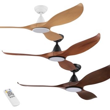 Noosa 1320mm (52") DC Timber Finish ABS Blades Ceiling Fan with LED Light & Remote