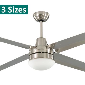 Precision Brushed Nickel Stainless Steel Ceiling Fan with Light