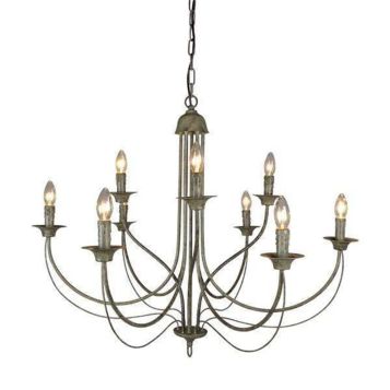L2-11887 Taupe 9 Arm Chandelier
