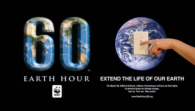 Join us for EARTH HOUR, 31st March @ 8:30pm!