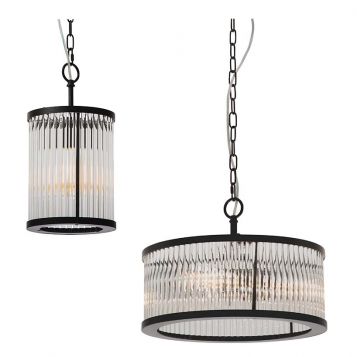 L2-11122 Round Pendant Light with clear glass rods diffuser range