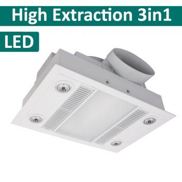 L2U-190 Linear High Extraction LED 3in1 Bathroom Heater and Exhaust Fan