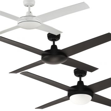 Ascot 1320mm (52") ABS 4 Blade Ceiling Fan with Optional Light