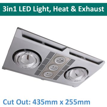 Profile Plus 2 3in1 LED Bathroom 2 Heat, Light and Exhaust Fan