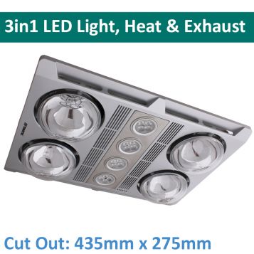 Profile Plus 4 3in1 LED Bathroom 4 Heat, Light and Exhaust Fan