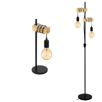 L2-5604 Black Cable / Timber Table & Floor Lamp Range