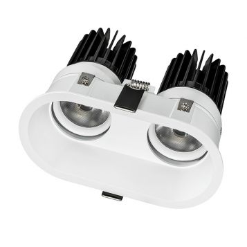 22w Twin Adjustable LED Downlight (50 Degree Beam - 1790lm)
