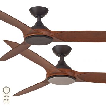 Newport 1420mm (56") DC Walnut ABS 3 Blade Ceiling Fan with Remote and optional LED Light