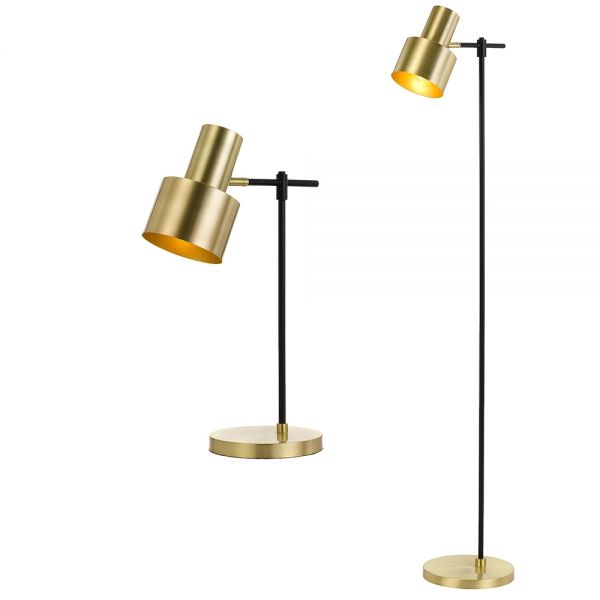 L2 5670 Telbix Croset Black Gold Table, Copper Floor Lamp The Range